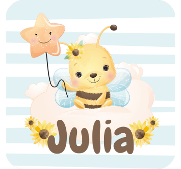 Sottobicchieri personalizzabile ape carina con stella - TenStickers