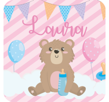 Sottobicchieri personalizzabile orsetto con palloncini - TenStickers