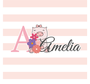 Sottobicchieri personalizzabile maialino giocoso con fiori - TenStickers