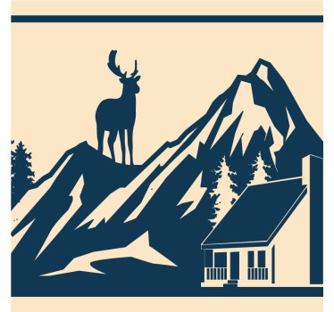 Sottobicchieri vintage scena montana con cervo - TenStickers