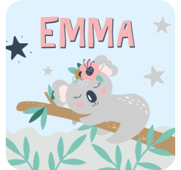 Sottobicchieri personalizzabile illustrazione koala carina - TenStickers