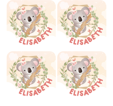Sottobicchieri personalizzabile koala carino con fiori - TenStickers