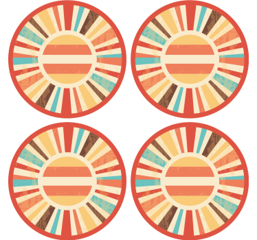 Sottobicchiere vintage Raggi di sole retrò colorati - TenStickers