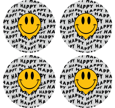 Sottobicchieri con frase faccia sorridente di felicità - TenStickers