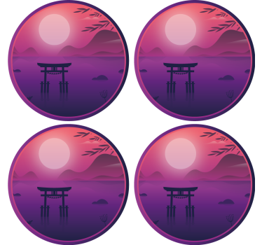 Sottobicchieri moderno paesaggio al tramonto sereno - TenStickers