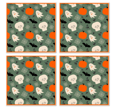 Zucche, fantasmi e ragni modello sottobicchiere di halloween - TenStickers