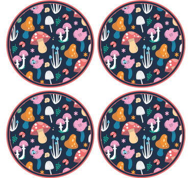 Sottobicchieri nerd motivo funghi vivaci - TenStickers