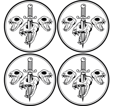 Sottobicchieri nerd arte di teschio e spada - TenStickers