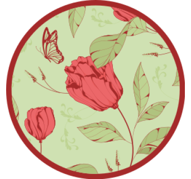 Sottobicchieri moderno con motivo floreale e farfalla - TenStickers