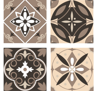 Sottobicchieri con motivi set di motivi floreali geometrici - TenStickers