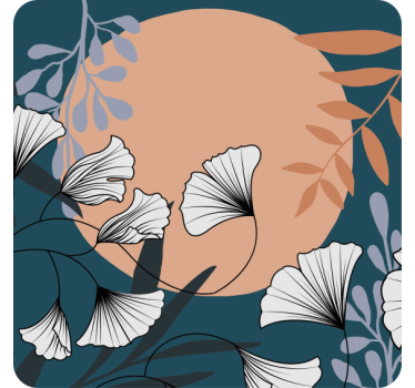 Sottobicchieri moderno motivo floreale ginkgo - TenStickers