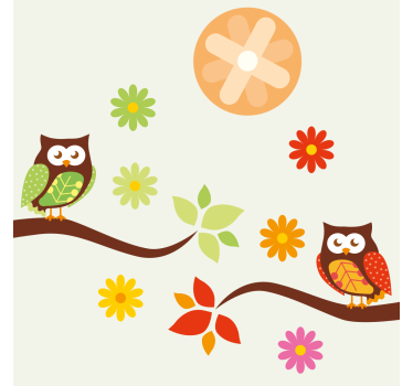 Sottobicchieri nerd gufi e fiori colorati - TenStickers