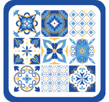 Sottobicchieri con motivi geometrici blu - TenStickers