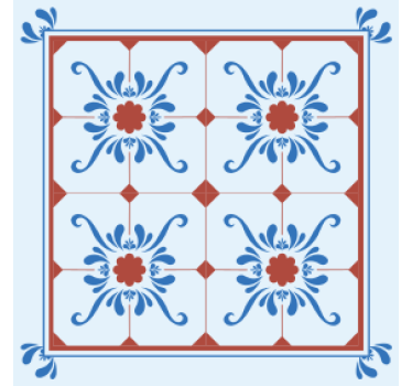 Sottobicchieri effetto piastrella motivo floreale decorativo - TenStickers