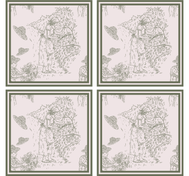 Sottobicchiere vintage Motivo vintage francese in verde - TenStickers
