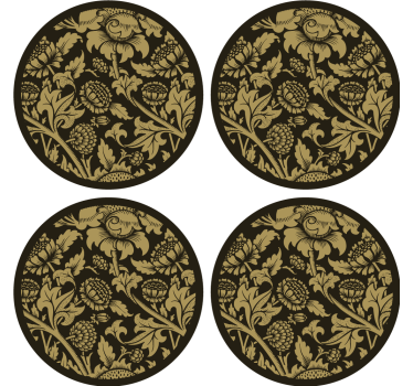 Sottobicchieri vintage motivo floreale oro - TenStickers