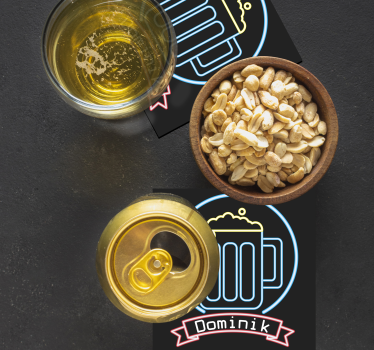 Birra al neon con sottobicchieri di nome - TenStickers