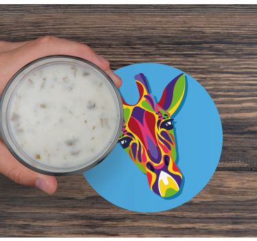 Sottobicchiere moderno Pittura giraffa multicolore - TenStickers