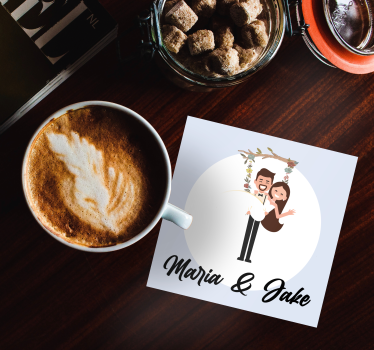 Sottobicchiere  personalizzabile Fidanzati con nome su un'altalen - TenStickers