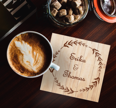 Sottobicchiere  personalizzabile Ramo d'ulivo di legno - TenStickers