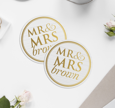 Sottobicchiere personalizzato matrimonio Elegante mr & mrs  - TenStickers