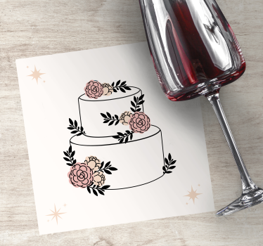 Sottobicchiere personalizzato matrimonio Torta fiorita - TenStickers
