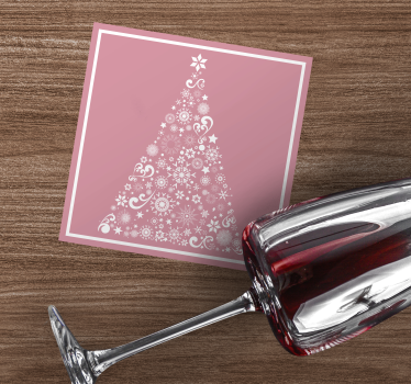 Sottobicchiere personalizzato Natale Albero festivo in rosa - TenStickers