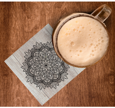 Sottobicchiere  personalizzato testo Mandala nero sul legno - TenStickers