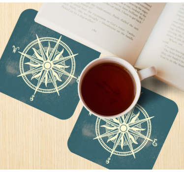 Sottobicchiere vintage Compas sulla mappa del mondo - TenStickers