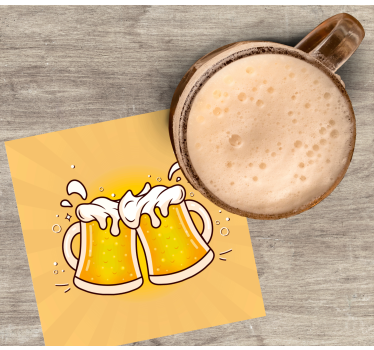 Sottobicchieri birra brindisi con boccali di birra - TenStickers