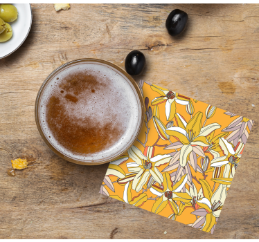 Sottobicchieri birra con motivo floreale vivace - TenStickers