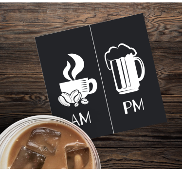 Sottobicchieri con frase caffè mattina birra sera - TenStickers
