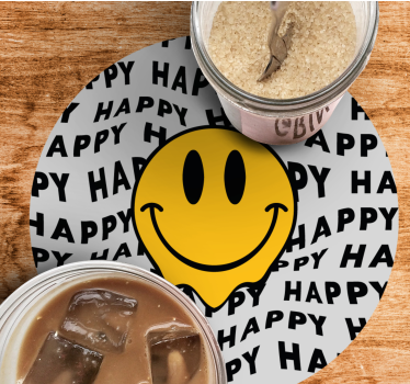 Sottobicchieri con frase faccia sorridente di felicità - TenStickers
