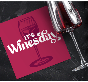 Sottobicchieri con frase mercoledì di vino - TenStickers