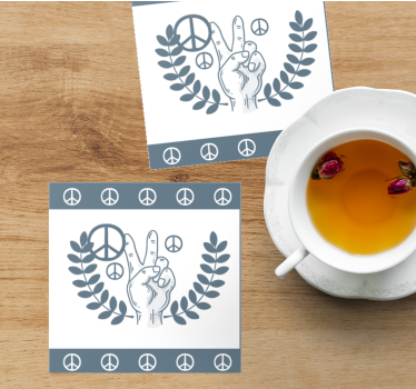 Sottobicchieri con frase simbolo della pace e vittoria - TenStickers
