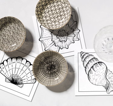 Sottobicchieri con motivi a motivi di conchiglia intricati - TenStickers