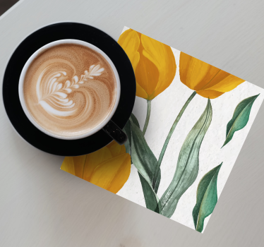 Sottobicchieri con motivi elementi a motivi tulipano giallo - TenStickers