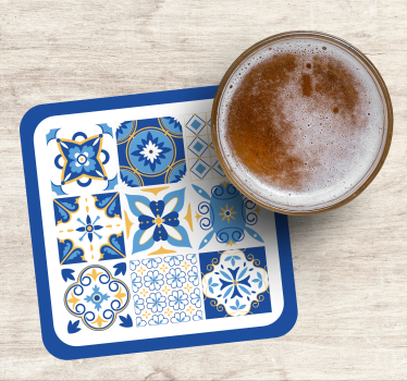 Sottobicchieri con motivi geometrici blu - TenStickers