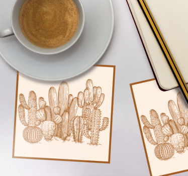 Sottobicchieri con motivi illustrazione cactus varietà - TenStickers