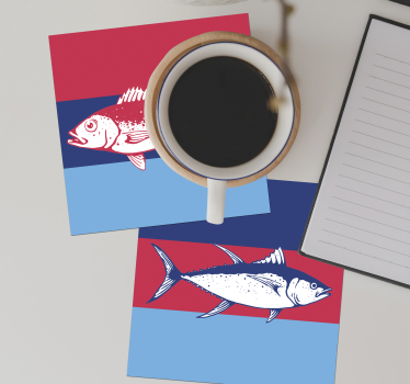 Sottobicchieri con motivi illustrazioni di pesci stilizzati - TenStickers