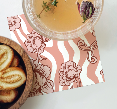 Sottobicchieri con motivi onde floreali - TenStickers