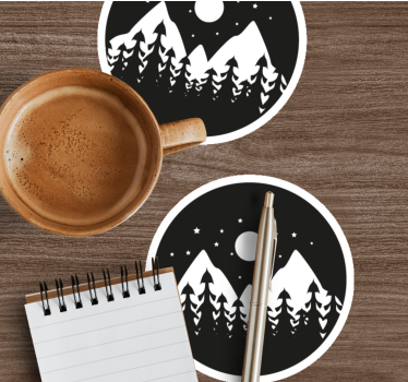 Sottobicchieri con motivi paesaggio notturno di montagna - TenStickers