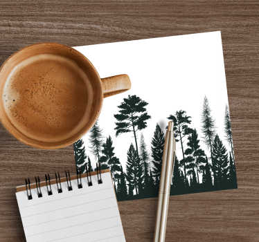 Sottobicchieri con motivi silhouette di pini alti - TenStickers