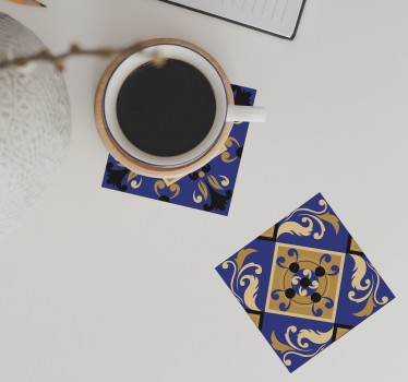 Sottobicchieri di piastrelle ornamentali blu - TenStickers