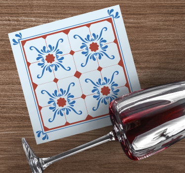 Sottobicchieri effetto piastrella motivo floreale decorativo - TenStickers