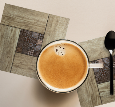 Sottobicchieri effetto piastrella motivo legno - TenStickers