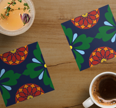 Sottobicchieri effetto piastrella stampa botanica vivace - TenStickers