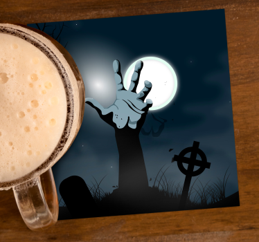 Sottobicchieri halloween mano spettrale nel cimitero - TenStickers