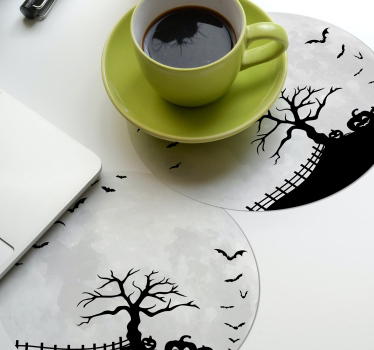 Sottobicchieri halloween silhouette di albero spettrale - TenStickers