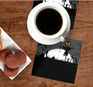 Sottobicchieri halloween spaventapasseri con zucca - TenStickers